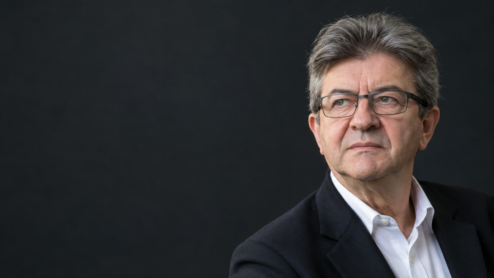 Jean-Luc Mélenchon in primo piano riflessione sul tempo per essere pienamente umani